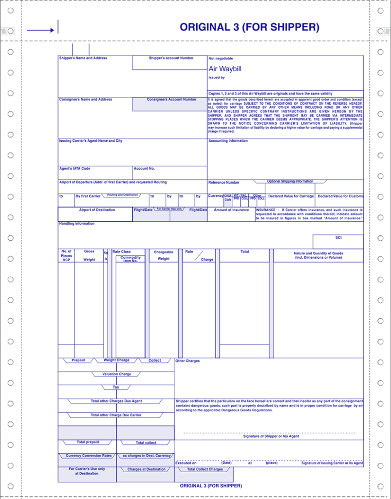 AWB Original For Shipper - Airway Bill