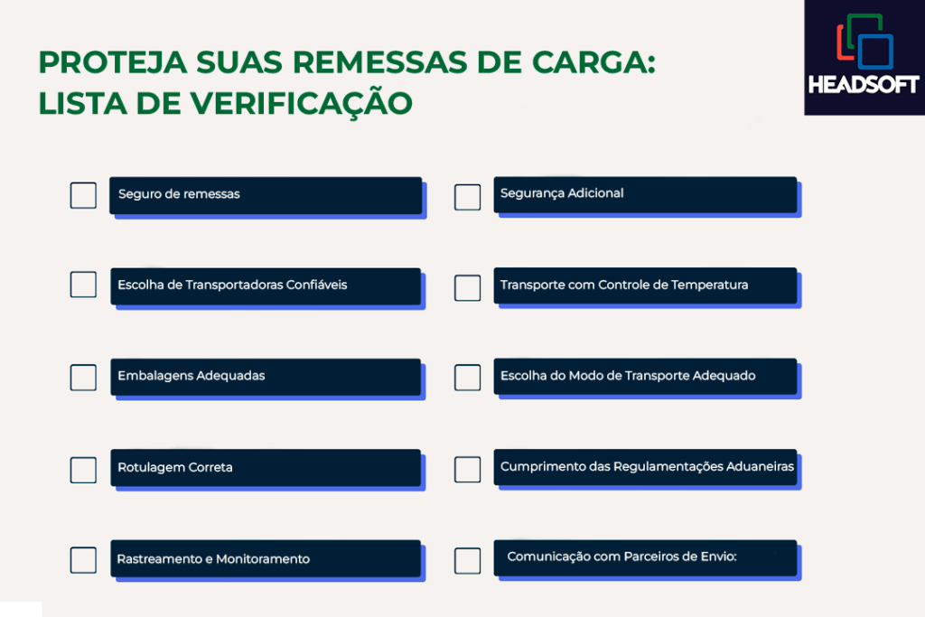 Lista de verificação para proteger suas remessas de carga