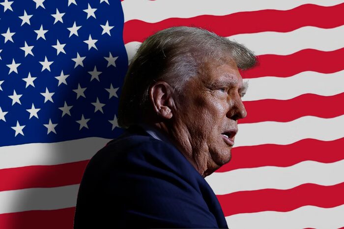 Donald trump e a bandeira dos EUA